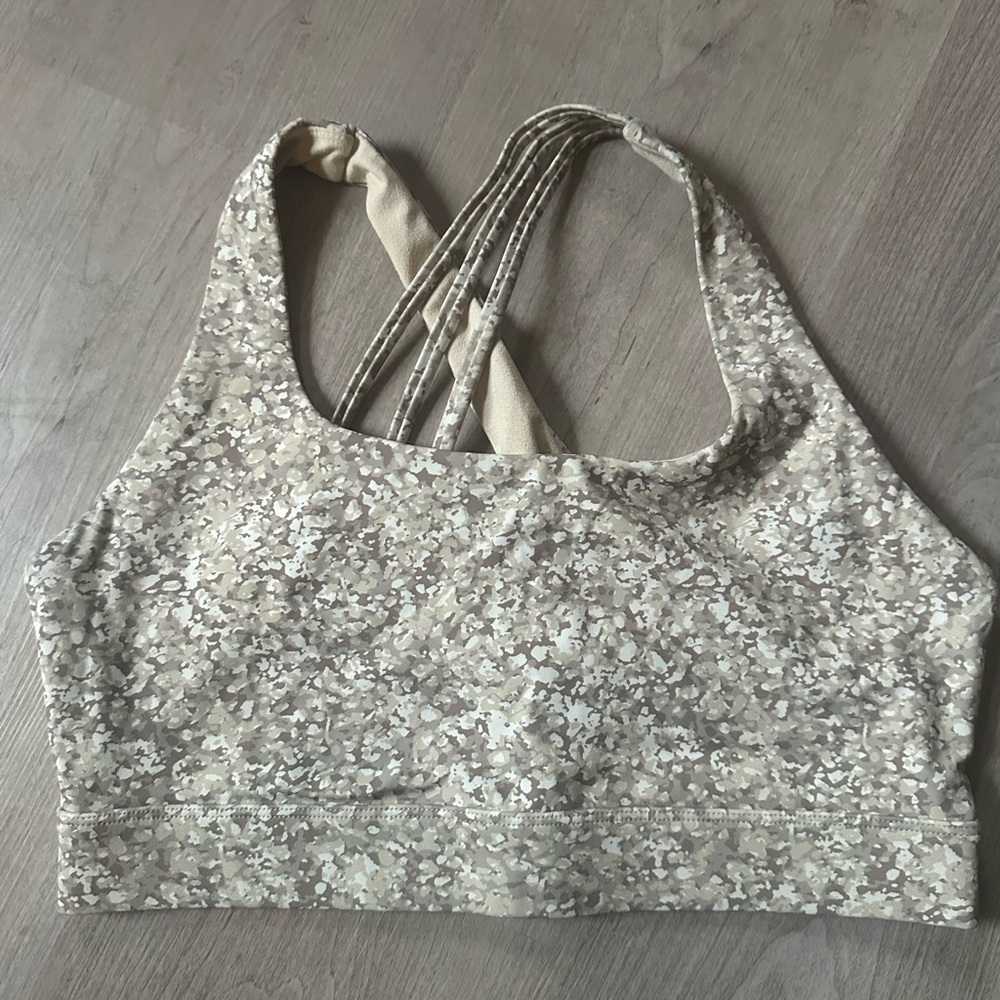 ZYIA Active Cream Patterned Sports Bra